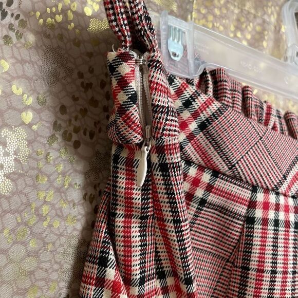 Express Womens Mini Skirt High Waisted A-line Checkered Red Size Small NWT - Picture 4 of 5